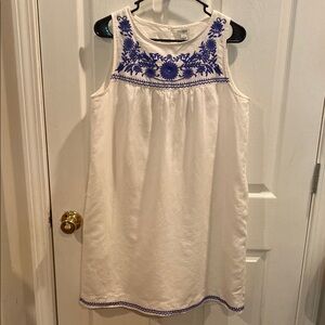 J. Crew White and Blue Sleeveless Midi Sundress size Small